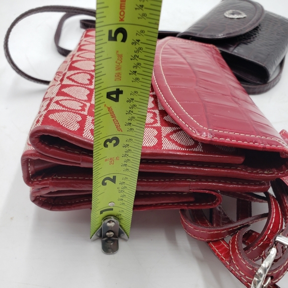Brighton Red Heart Canvas Leather Crossbody Carry All Wallet Bag Tri Fold - Picture 16 of 16